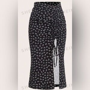 Floral print spilt skirt